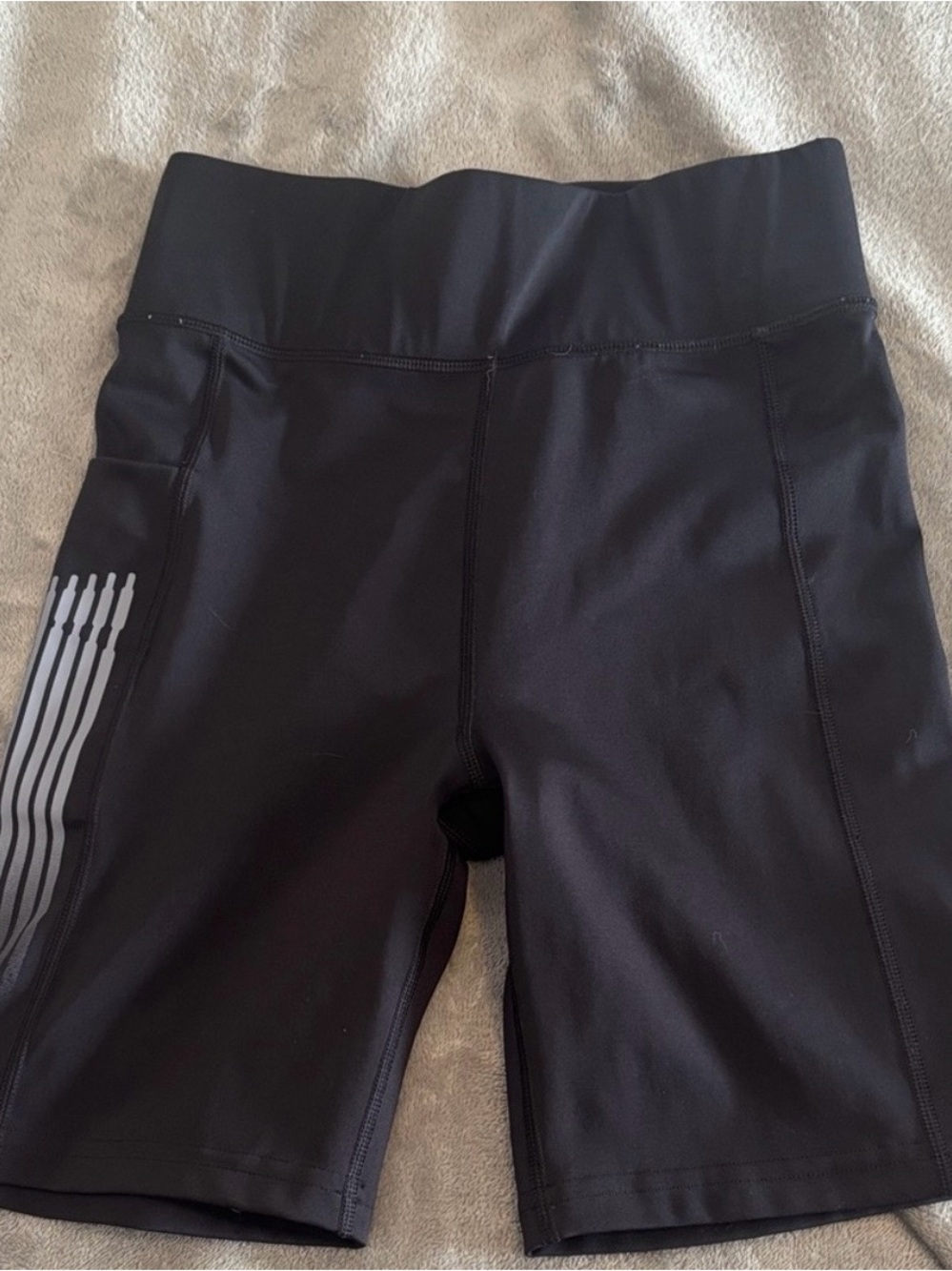 Savage X Fenty Black Athletic Bike Shorts with Silver Side Stripe